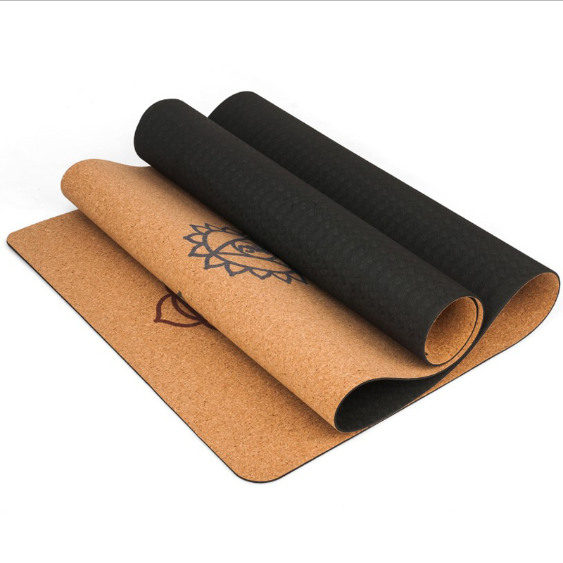 Almohadilla de corcho Natural de TPE para Yoga, esterilla antideslizante de doble capa para Pilates, gimnasio, deportes en casa, 183cm x 68cm x 5mm