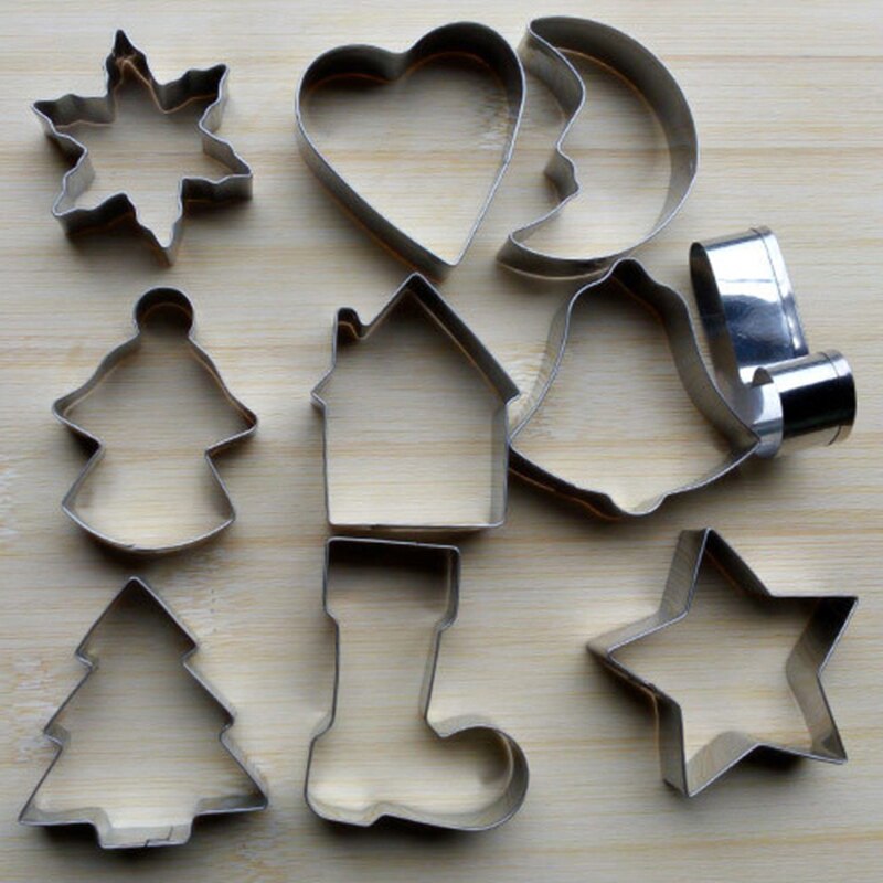 10 stuks kerstdecoratie koekjes uitstekers koekjesmal set fondant taartdecoratie gereedschap roestvrijstalen koekjes uitsteker