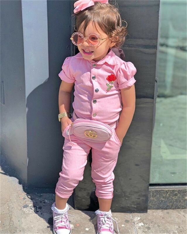Kids Baby Meisje Romper Peuter Korte Mouw Overalls met borduurwerk Outfit Kleding