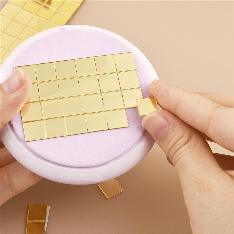 3D Self-Adhesive Real Glass Craft Mini Square Mirrors Mosaic Tiles Stickers Bathroom DIY Handmade Craft Home Decoration Making