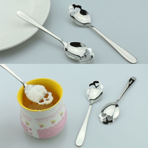 Novelty Spoon Stainless Steel Skull Shape Coffee Sugar Tableware Kitchen Teaspoon Spoon Dessert Gothic Funny