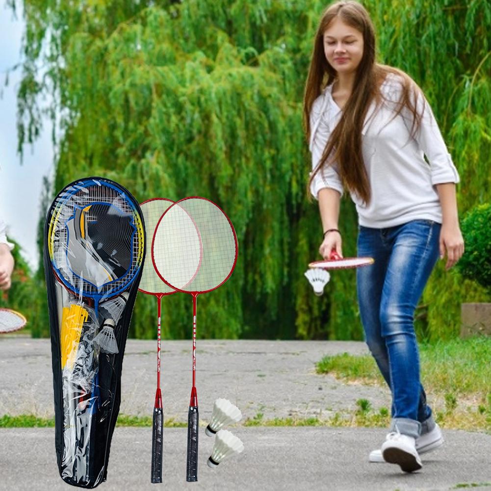 4 Iron Alloy Rackets Badminton Set Portable Outdoor Badminton Combination Set Badminton Net System With 2 Shuttlecocks