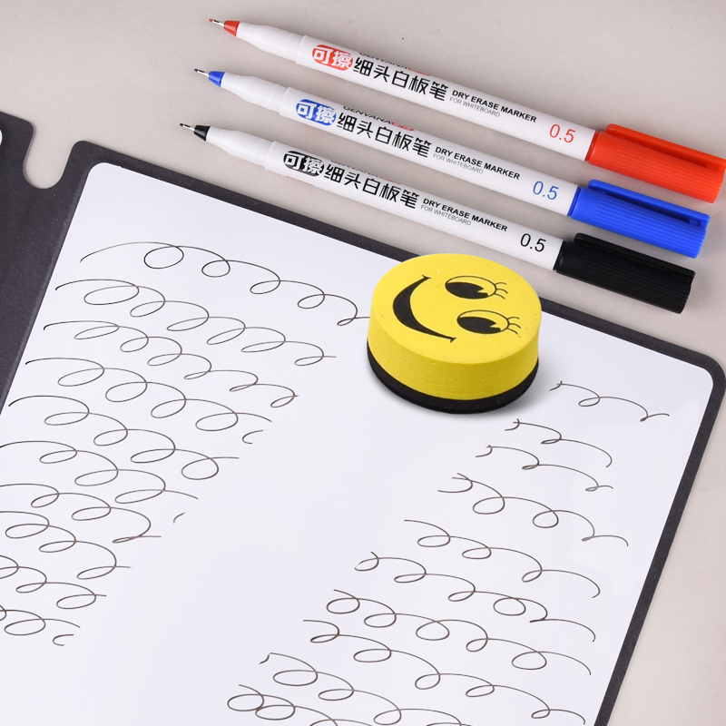 Droog uitwisbare whiteboard-markers - fijne punt 0,5 mm fijne punt, uitwisbare pennen voor kinderen, leraren, kantoor, whiteboard (zwart/rood/blauw)