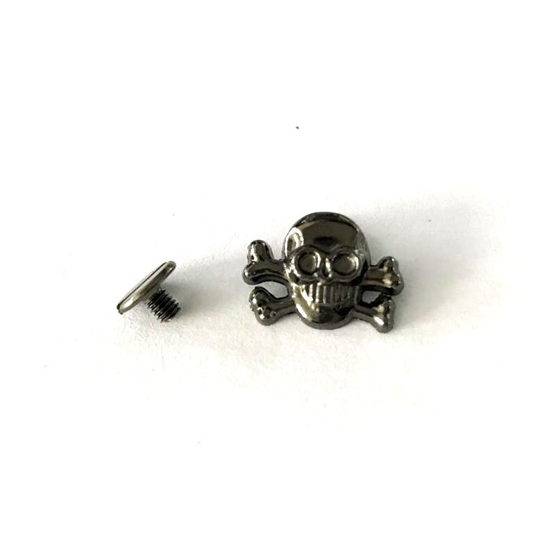 XUNZHE – vis tête de mort en alliage Punk, 10 pièces, Rivet pour bricolage, sac en cuir, chaussures, chapeaux, ceinture, décoration de vêtements: Gun black skull2