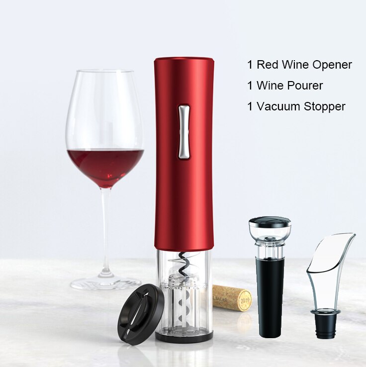 Xiaogui blikopener elektrische dop wijn schroef decompressor plug fles pistool pin automatisch: Rood pak