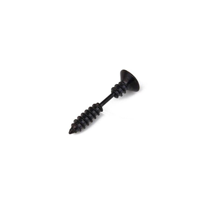 1Stck Punk Gold Schwarz Farbe Edelstahl Nagel Schraube Zucht Ohrring für Frauen &Ampere; Männer Wendel Ohr Piercings schmuck: Schwarz