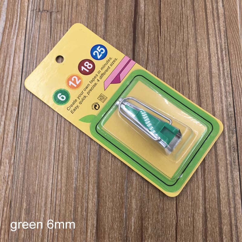 Naaien Quilten Tool 6Mm 12Mm 18Mm 25Mm Bias Tape Makers 4 Size Binnenlandse Machine Bias Binding patchwork Tool Draagbare: green 6mm