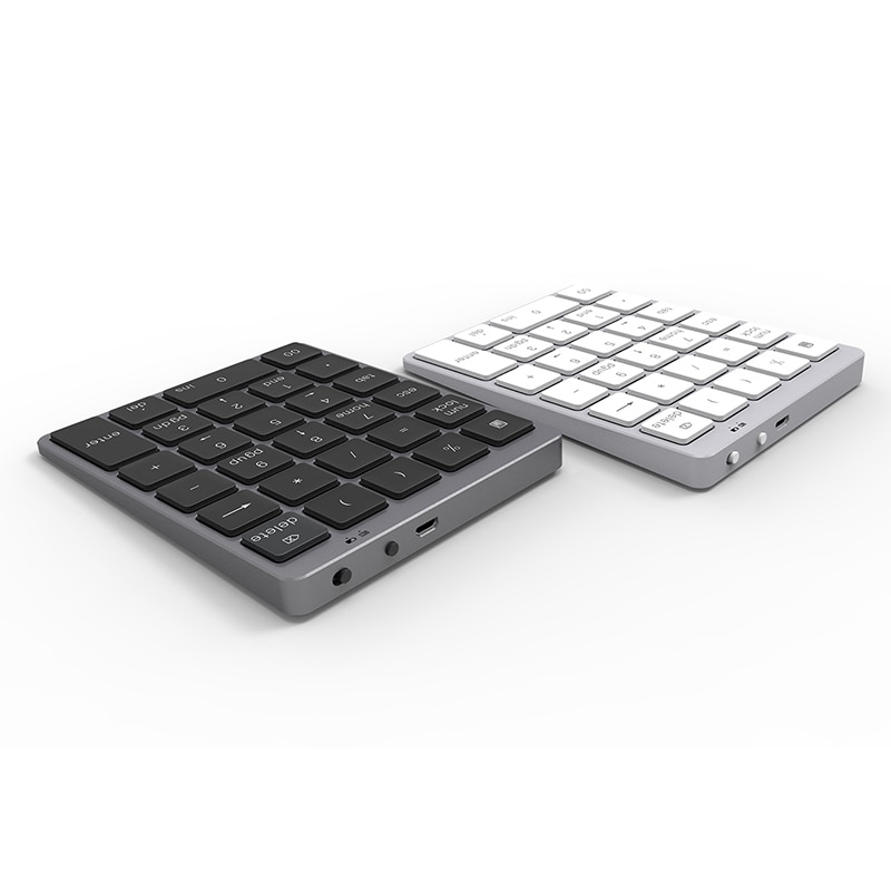 Rechargeable 28 Keys Bluetooth Wireless Numeric Keypad Mini Numpad Alloy Ultra-thin Wireless Keyboard
