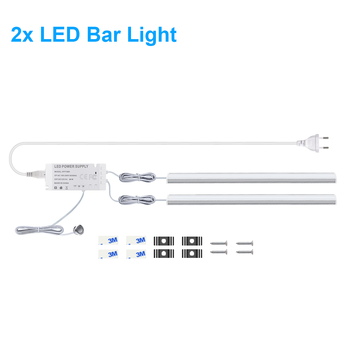 Stepless Dimmable LED Bar Light Tube 12V Touch Switch Sensor Central Control Aluminium Lamp DIY Under Cabinet Closet Backlight: Red & Green & Blue / Warm White / 0.3m