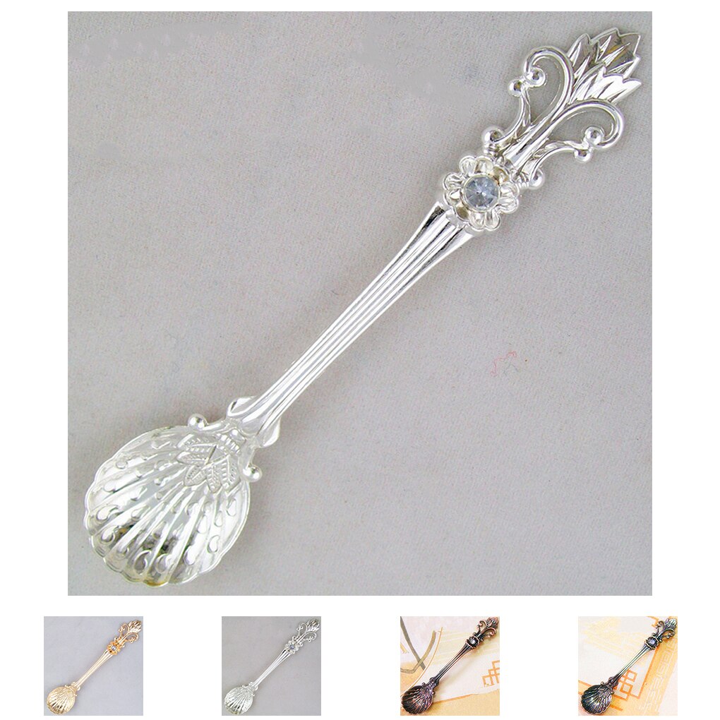 Vintage royal style Palace Carved Coffee Drink Condiment Spoon Tea Ice Cream balls milk Scoop