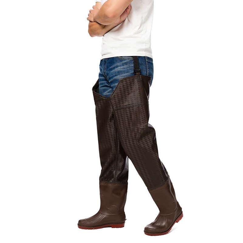 High-Jump Cotton Lining Winter Fishing Waders PVC Waterproof Seamless Combination Boots Waders for Fishing Oxford Soles Waders