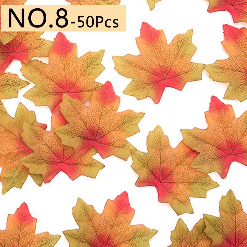 50 Teile/satz Ahorn Blätter Künstliche Simulation Blätter Halloween Herbst Blätter Weihnachten Hochzeit Tisch Dekorationen Thanksgiving Tag: 08