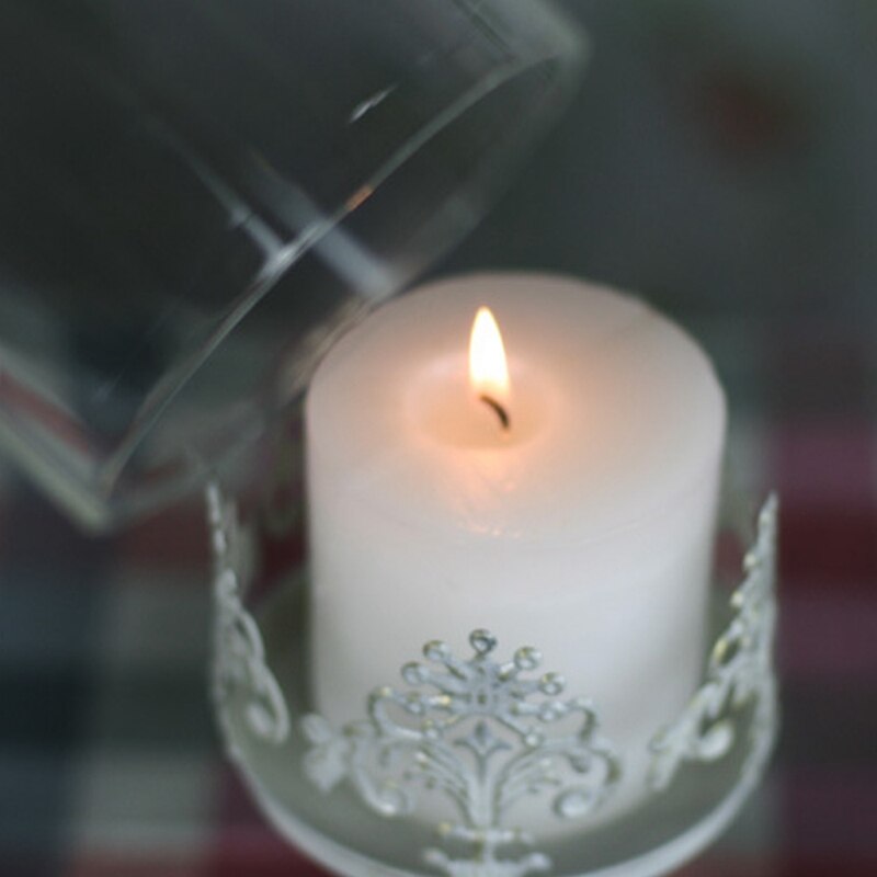 Portavelas Vintage, soporte cuadrado, candelabro, Base metálica, artesanía, velas grandes de vidrio, soportes para velas de boda, decoración de escritorio