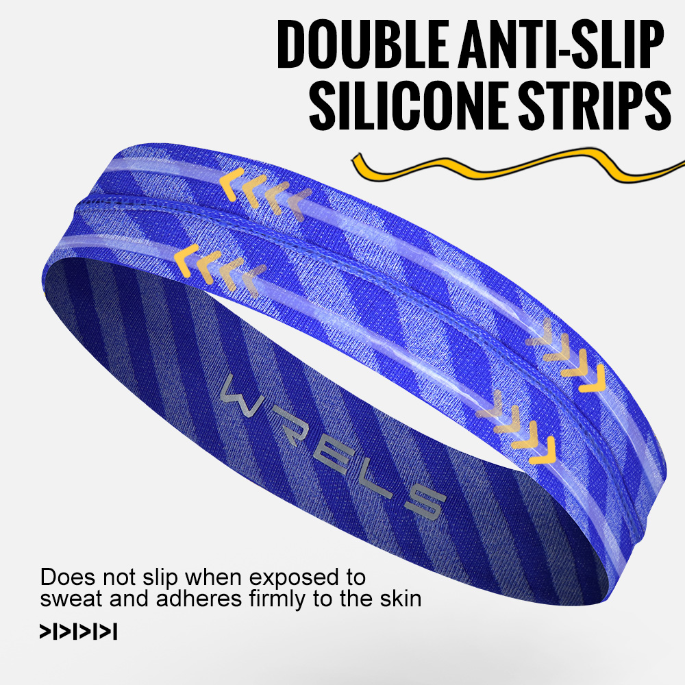 WRELS Sporthoofdbanden Antislip Vochtafvoerende Workout Zweetbandjes voor Hardlopen Yoga Sneldrogende elastische zweethaarband