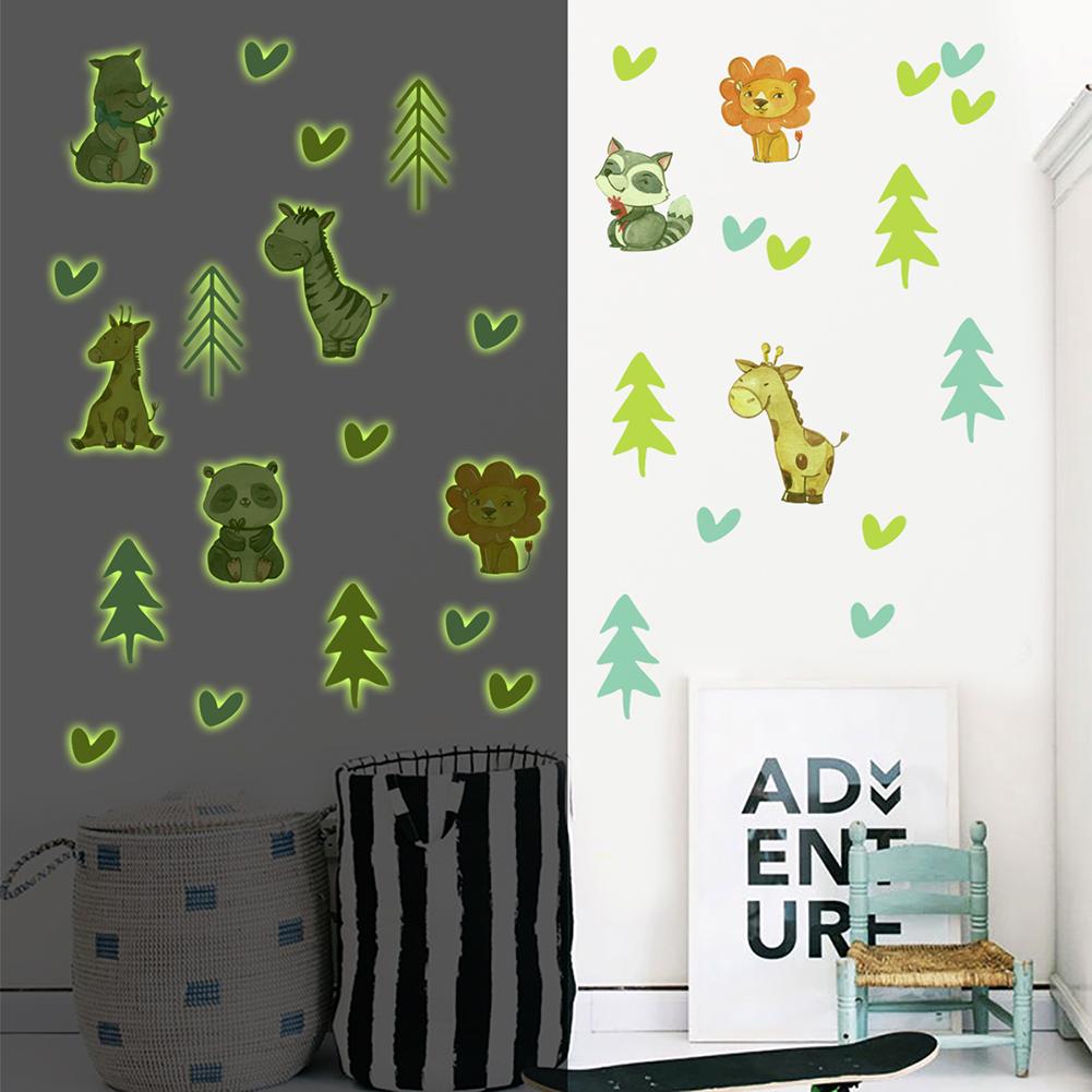 4 Stks/set Glow In The Dark Muurstickers Lijm Gloeiende Dieren Muurstickers Voor Kinderen Slaapkamer #