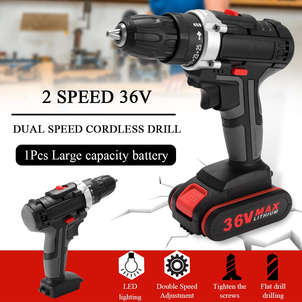 18V 36V Cordless Drill Electric Screwdriver Mini Wireless Power Driver DC Lithium-Ion Battery Electric Drilling Machine Mini