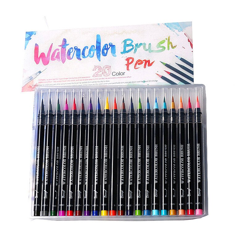 20pcs/Set Calligraphy Pen Art Sets Watercolor Pens Comic Hand-painted Soft Pen Practical Painting Supplies Sets