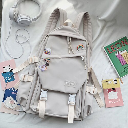 Grande Capacità Carino Zaino Donna 2020 Ins Schoolbag per Ragazzi Femminile Coreano Harajuku Studenti Delle Scuole Superiori Zaino Delle Signore Blu: white without toy