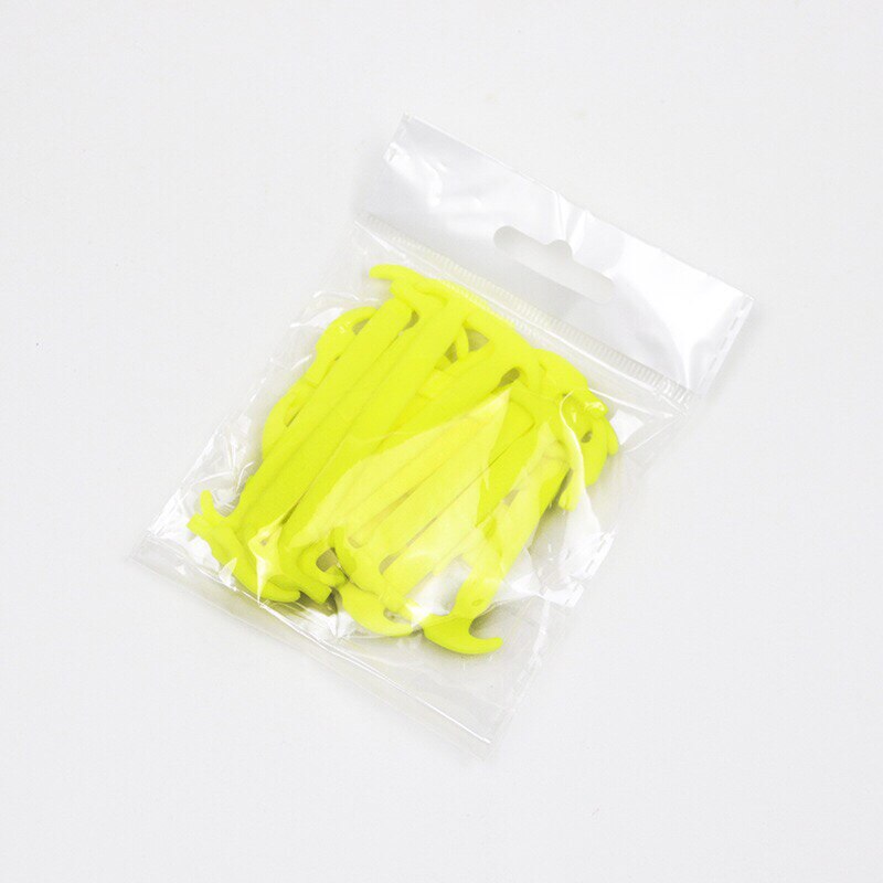 Lacets élastiques en Silicone pour baskets, sans attaches, faciles à mettre et à enlever, pour paresseux, unisexe, 12 pièces/1 ensemble: YELLOW