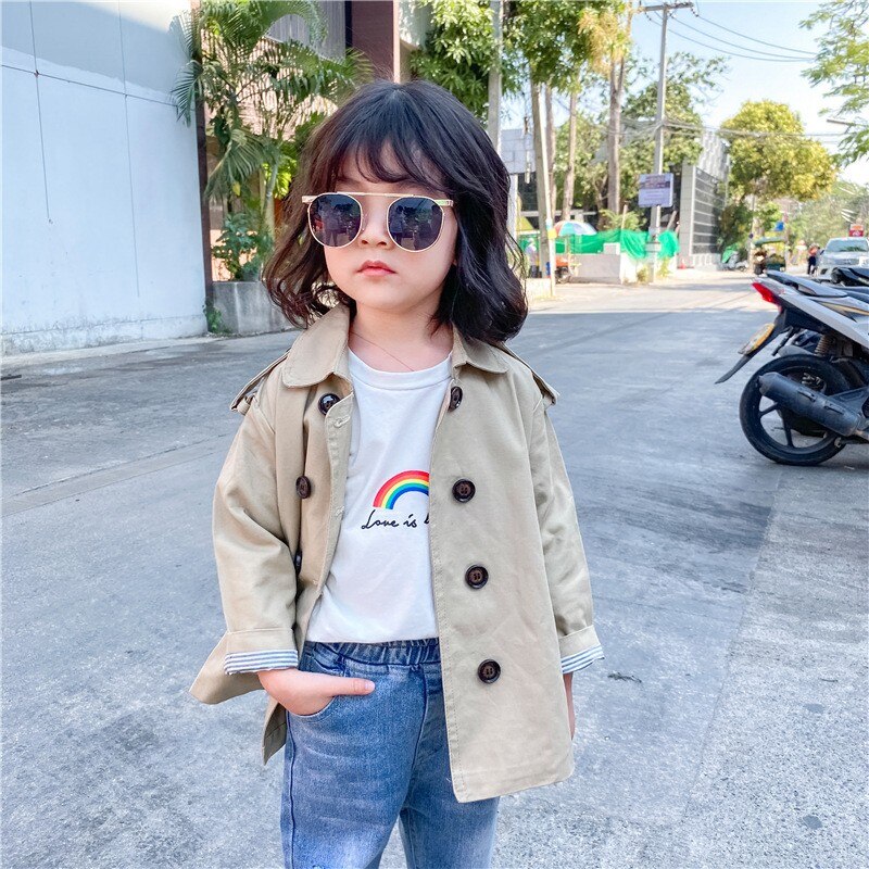 Spring Kids Windbreaker For Girls Jackets And Coats Classic Boys Trench Coat Children Outerwear Coats