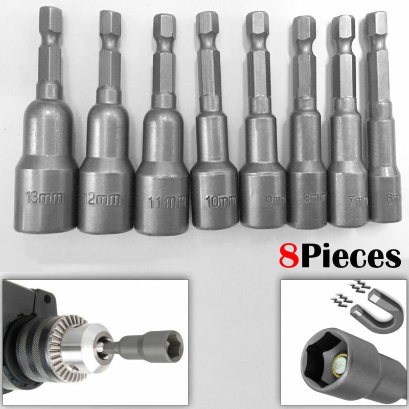 M13 Hex Magnetischer Muttern-Treiber – Steckschlüssel-Set Aus Chrom-Vanadium-Stahl, Für Bohrmaschinen & Akkuschrauber