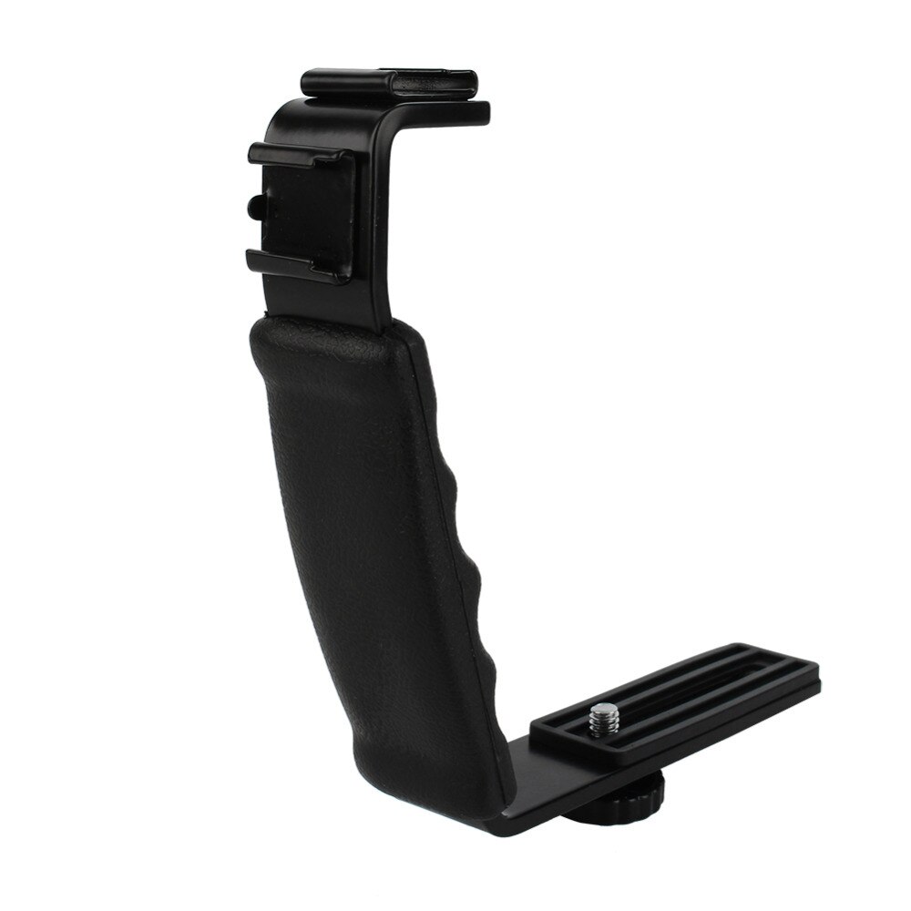 Photo Flash Video Camera Grip Handle L Shape Type Tripod Bracket With 2 Standard Side shoe Mount the holder DSLR: Default Title