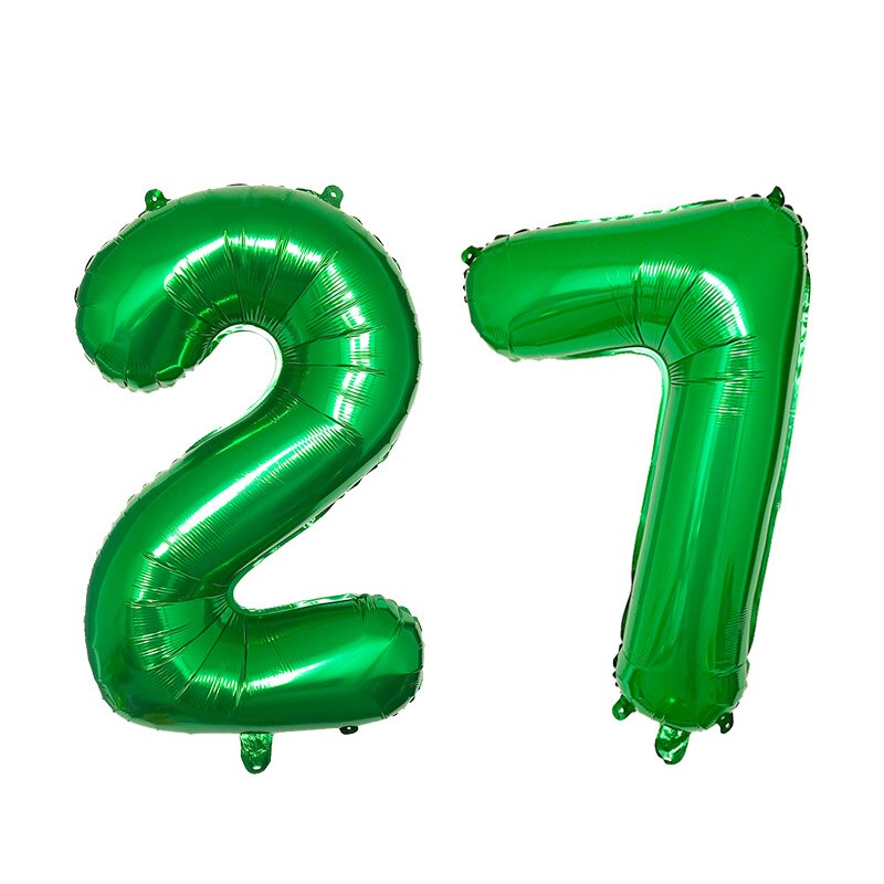 2pcs/lot 32 40inch Rose Gold Number 27 Foil Balloons Happy Birthday Decorations Supplies Girl 27th Years Old Party Decor: Green / 40inch