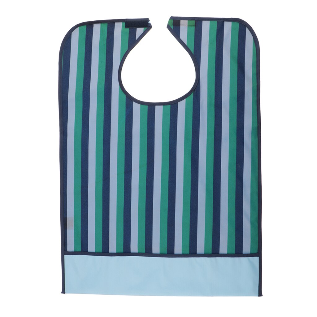 Bavoirs adultes pour manger, tablier de protection de vêtements à rayures imperméables avec ramasse-miettes pour les personnes âgées