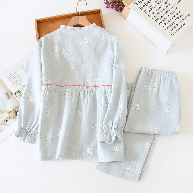 Fdfklak 2 stk sæt bomuld barselspleje nattøj forårs nattøj til gravide efterår graviditet pyjamas