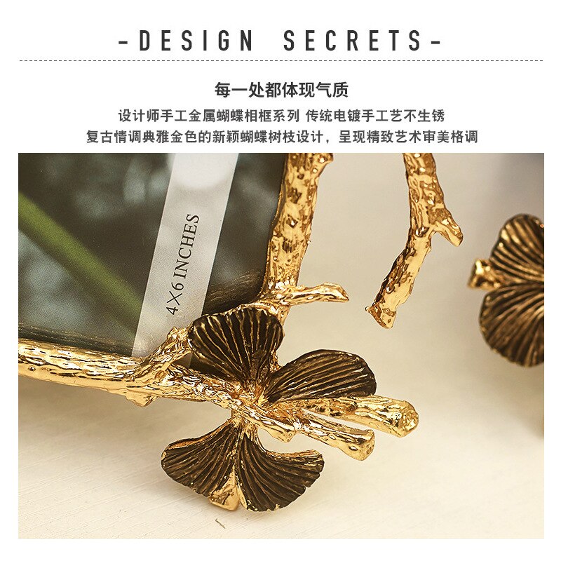 7Inch Nordic Metal Rotating Photo Frame Modern Minimalist Retro Swing Table Picture Frame Golden Ornaments