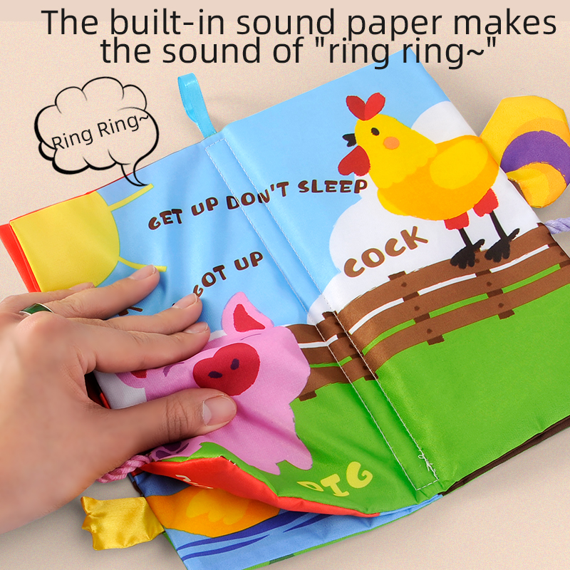 Infant 3 Style Baby Cloth Books Early Learning Educational Toys with Animals Tails Soft Cloth Development Books Rattles