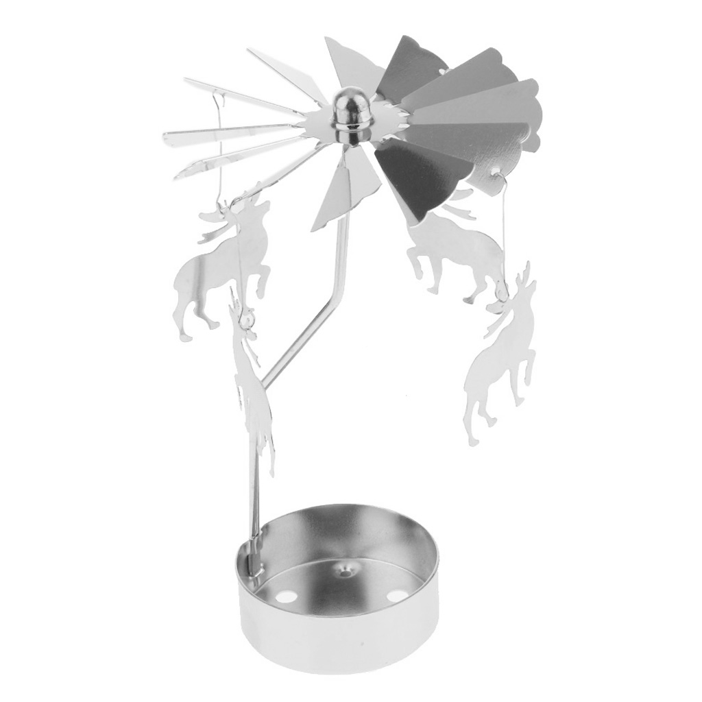 1x Thee Licht Kaars Houder Zilver Roterende Stijl Kandelaar Xmas Decor: Deer
