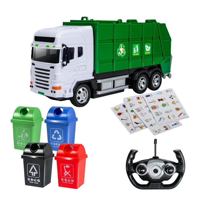 Camiones RC juguetes para niños camión eléctrico clasificación de basura juego interactivo para padres e hijos Control remoto juguetes educativos para niños: Default Title