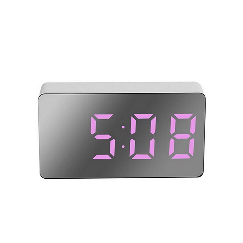 LED Multifunctional Mirror Clock Digital Alarm Snooze Display Time Night LCD Light Table Desktop USB 5v/No Battery Home Decor: D