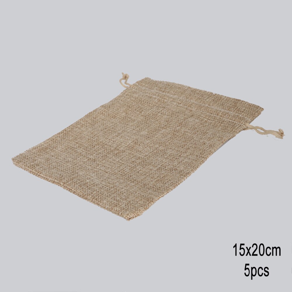 Arpillera Natural de yute, algodón y lino, bolsa de , boda, , recuerdo, cordón, joyería, muselina, Navidad, 5 uds.
