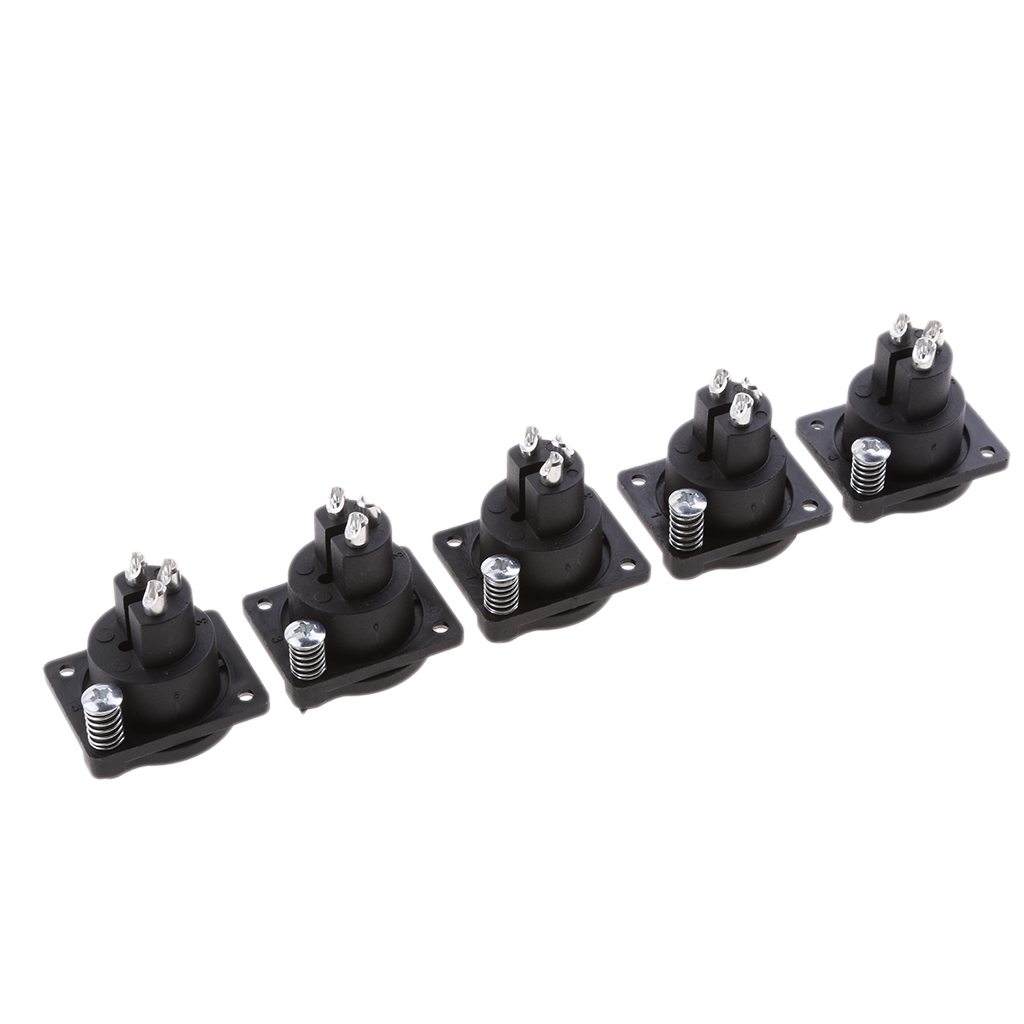 5Pcs 3 Pin Xlr Female Socket Panel Mount Chassis Connector Adapter