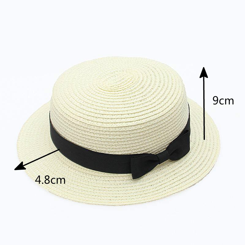 estilo sombrero Simple verano playa sombrero plano Casual corbata de lazo con borde de paja de sol sombrero capeu sombrero de paja de Sol de protección jazz