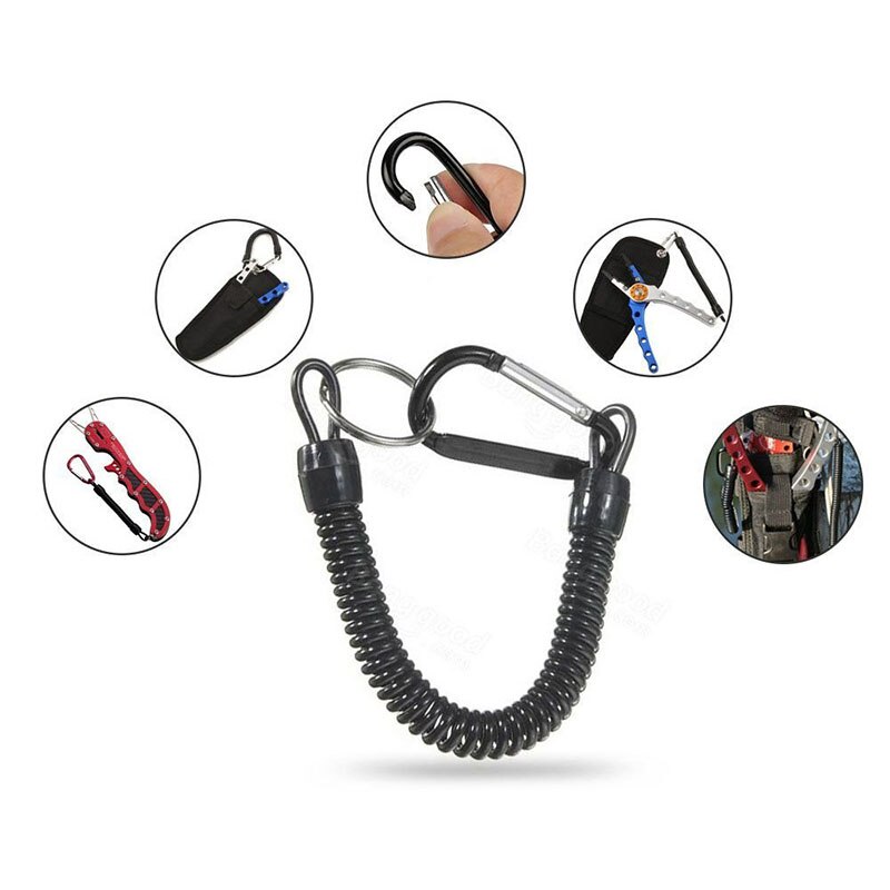 Cuerda de Seguridad para pesca en bote mosquetón con forma de D, hebilla de Camping, bloqueo de seguridad, cordón de pesca, pinzas seguras, empuñaduras de labios, cuerda de resorte