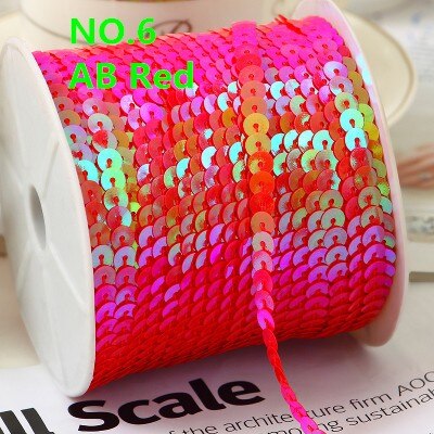100Yard 6Mm Ab Plating Kleur Spangle Pailletten Lint Op Trim, platte Ronde Sequin Naaien Pailetten String In Roll Voor Wedding Craft: AB RED