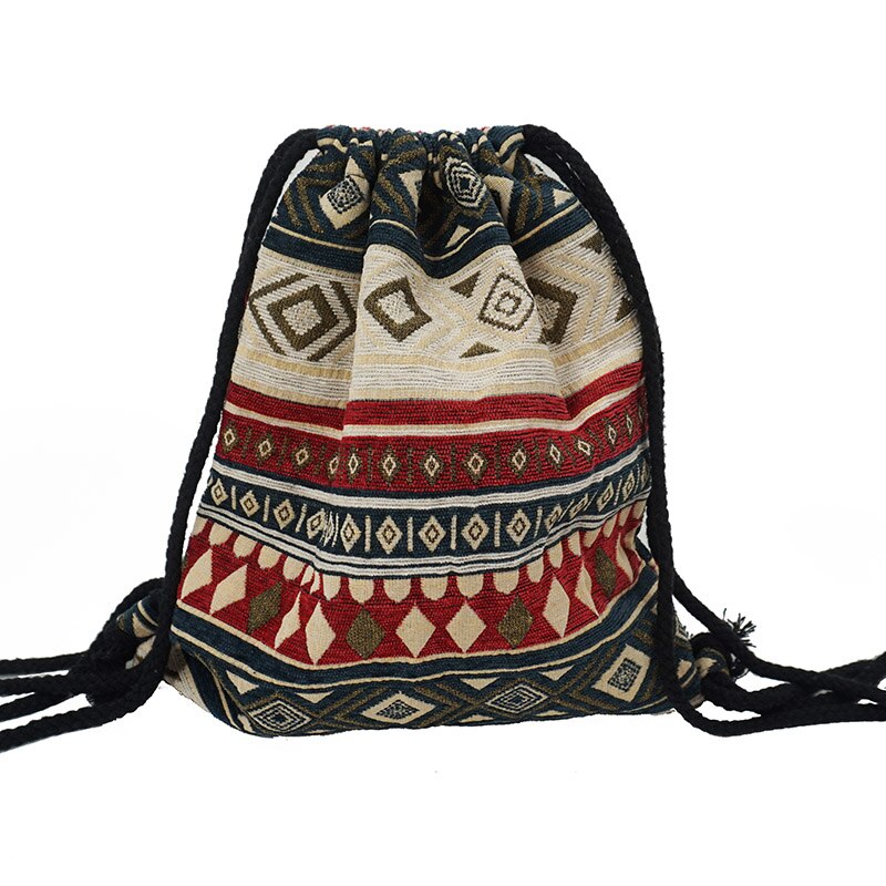 LilyHood damski plecak z tkaniny żeński cygański czeski boho chic Aztec Ibiza Tribal etniczny Ibiza brązowy plecak ze sznurkiem torby: NO 20