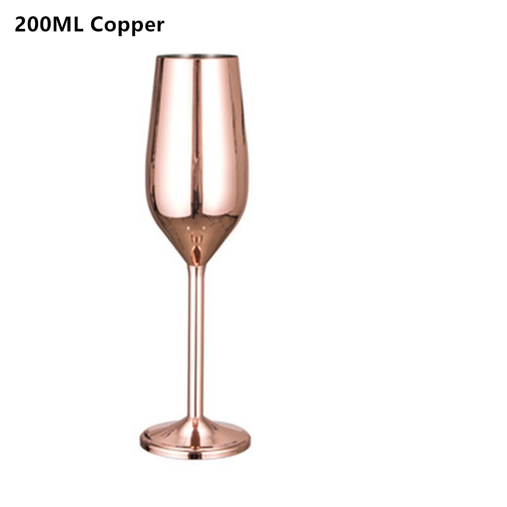 Copa de vino tinto de 500/200ML, vaso de cóctel para Bar, Picnic, Copa chapada en cobre de acero inoxidable, suministros de: 200ML Copper