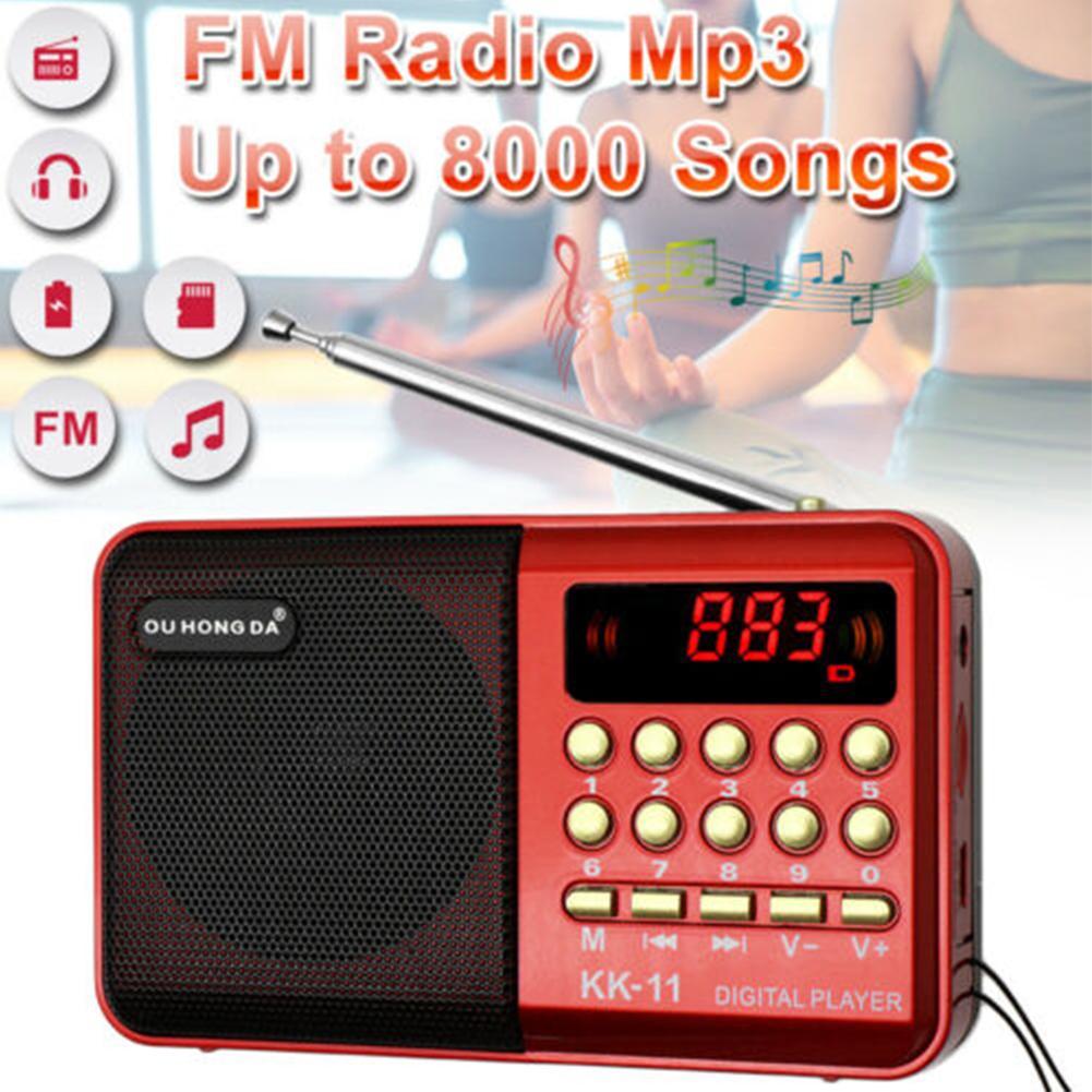 Mini Draagbare Radio Handheld Oplaadbare Digitale Fm Usb Tf MP3 Speler Met 18650 Batterij Usb Kabel Luidspreker Apparaten Levert