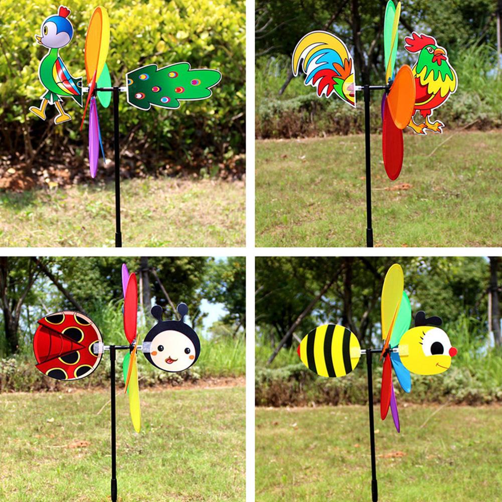 Moulin à vent tridimensionnel avec animaux de dessin animé, jouets pour enfants, décoration de la maison et du jardin, décoration de la cour, 6 couleurs