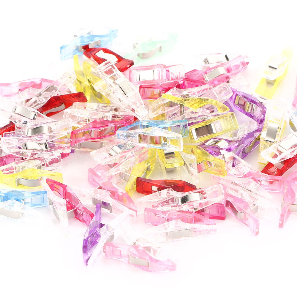 30pcs/lot Mix Color Clothes Hanging Clips Plastic DIY Patchwork Sewing Quilting Hemming Clips Apparel Garment Fabric Clips: Default Title