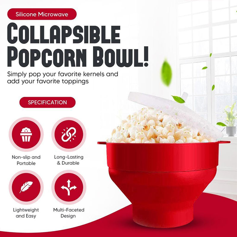 Silikon Mikrowelle Popcorn Popper bpa frei zusammen klappbare Popcorn Schüssel mikrowellen geeignete Popcorn Maker mit Deckel spülmaschinen fest