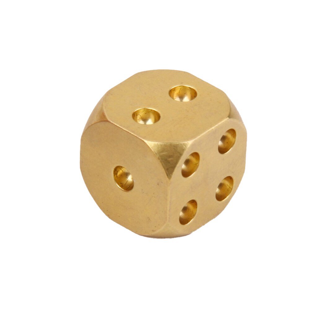 13mm vintage tärningar i massiv mässing med rund kant 6-- sidig spot antik