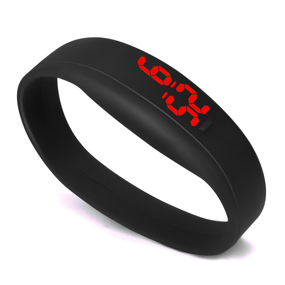 Digital LED Sport Uhr Unisex Silikon Band Handgelenk Uhren Männer Frauen Casual Sport Digitale Stoppuhr Für Kinder Jungen: Black