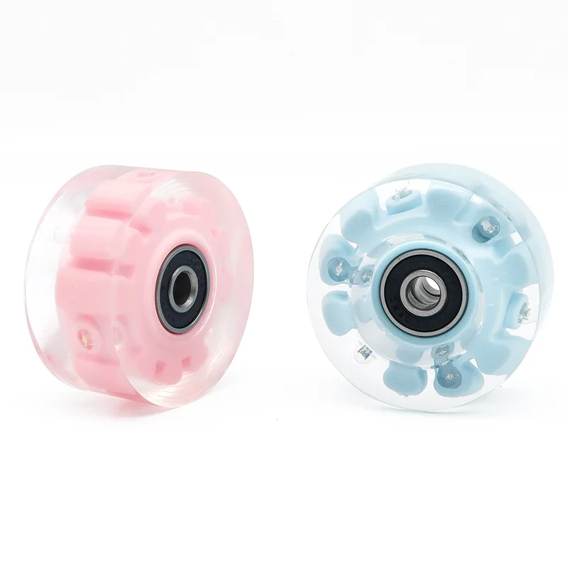 Transparentes blinkendes Rad, Inline-Rollschuhe, universelles PU-Leuchtrad, für drinnen und draußen, Rollschuhe, zweireihiges Rad, Eislaufen