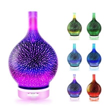 120ml 3d Feuerwerk Glas Elektrische Luftbefeuchter Ätherisches Aroma Öl Diffusor Ultraschall Aroma Diffusor Romantische Atmosphäbetreffend Licht