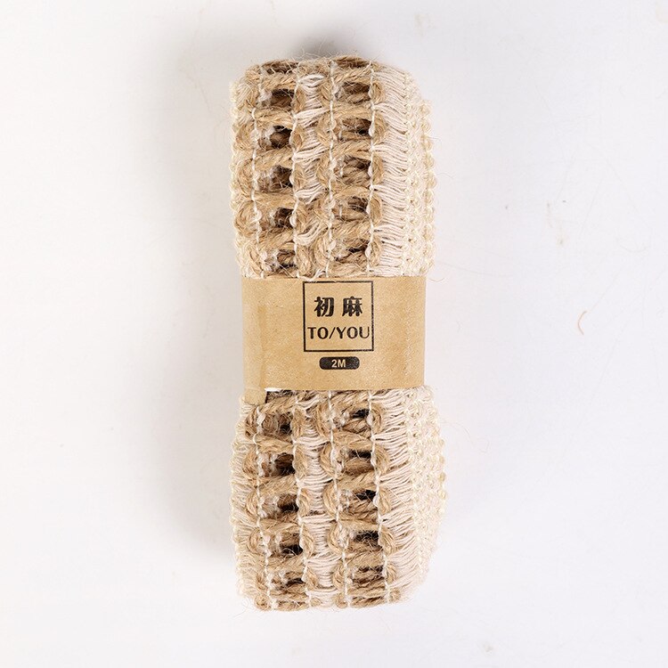 2m/ rullar naturligt festhantverk bröllopsband inslagning hampaband jute säckväv gör det själv festivaltillbehör festivaldekoration: I3-13 4 cm x 2m